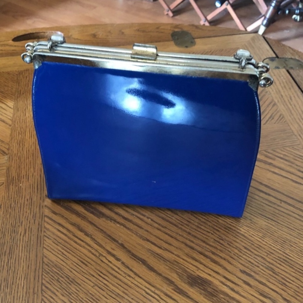 3 in 1 Blue Handbag w Lucite Handle - Picture 3 of 13